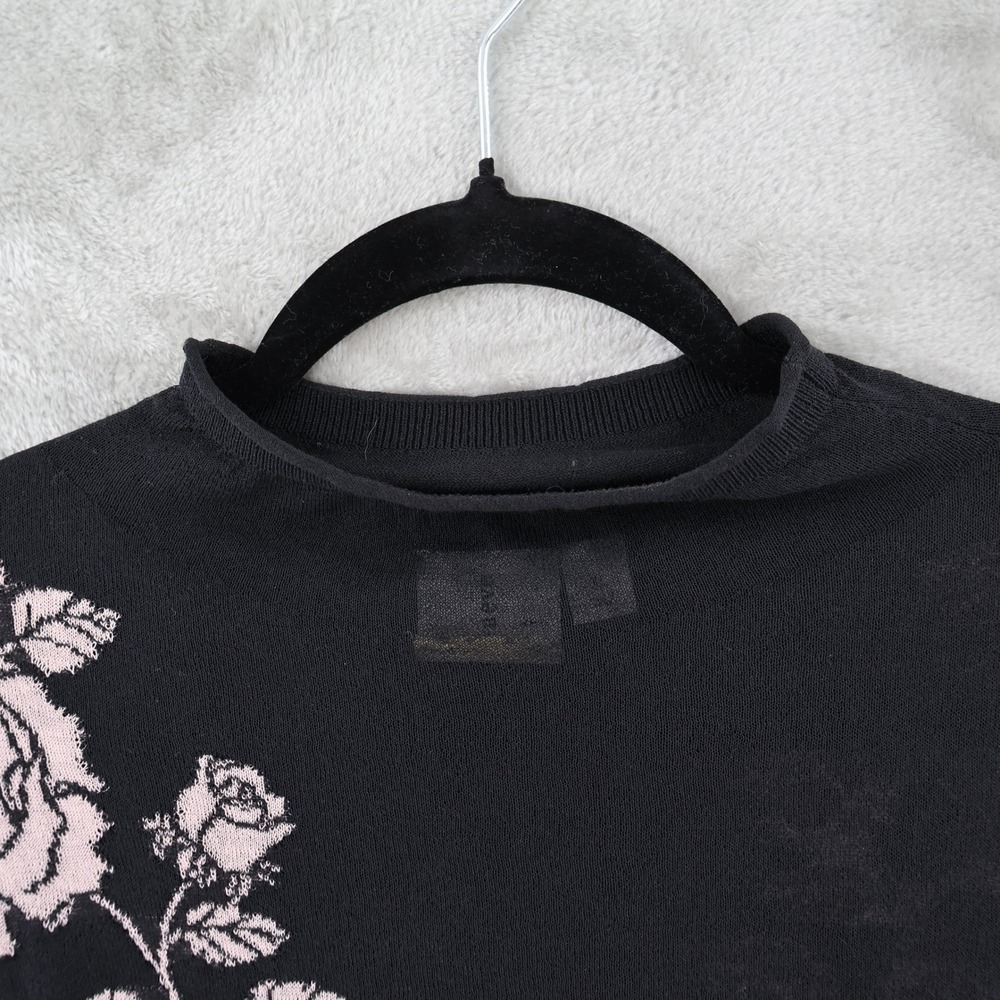 Black Rose-Embroidered Lightweight Sweater - Picture 13 of 16